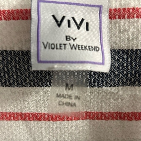 Vivi by Violet Weekend Women's Striped Sleeveless Dress M Side Pockets - Picture 6 of 8
